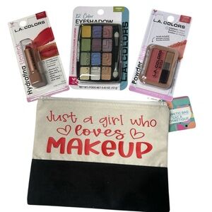 L.A. Colors Makeup Set with Black and Cream Cosmetic Bag